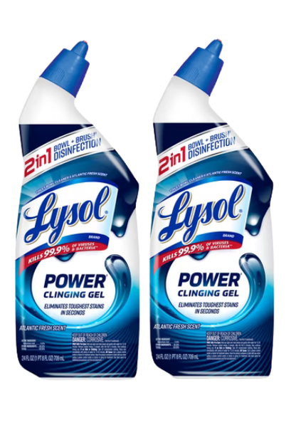 Lysol Toilet Bowl Cleaner, Clinging Gel, 24 fl oz (2 Pack)