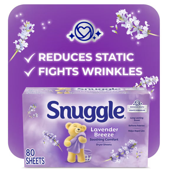 Snuggle Lavender Breeze Dryer Sheets, 80 Count