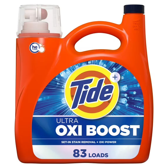Tide Laundry Detergent Liquid with Ultra Oxi Boost, Advanced Stain Remover, 117 fl oz, 83 Loads