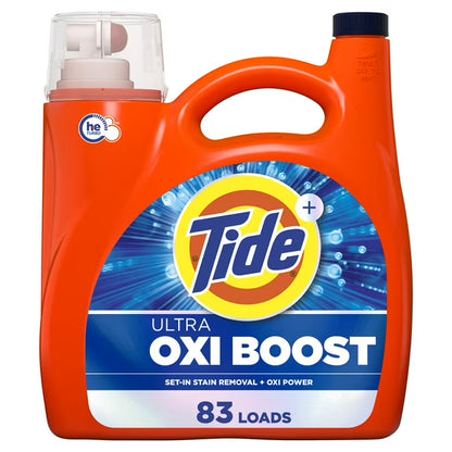 Tide Laundry Detergent Liquid with Ultra Oxi Boost, Advanced Stain Remover, 117 fl oz, 83 Loads