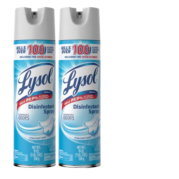 Lysol Disinfectant Spray, Crisp Linen, 19 oz (2 Pack)