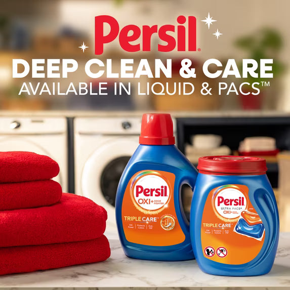 Persil Advanced Clean Oxi+Odor Fighter Liquid Laundry Detergent, 34 fl oz, 20 Loads