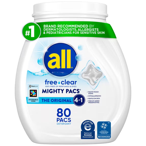 **all Free Clear Mighty Pacs, Unscented, 80 Count**