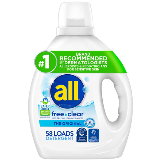All Free Clear Liquid Laundry Detergent, 73 oz, 58 Loads