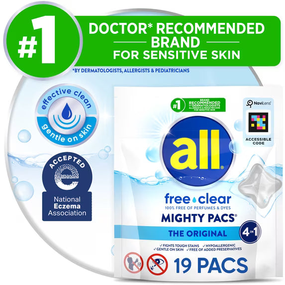 all Free Clear Mighty Pacs Laundry Detergent, 19 Count