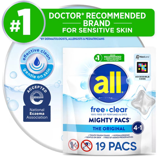 all Free Clear Mighty Pacs Laundry Detergent, 19 Count