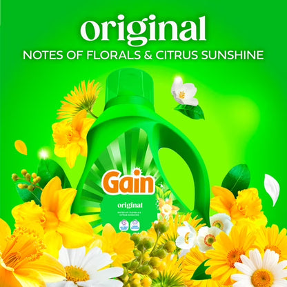 (2 pack) Gain Laundry Detergent Liquid, Now with Odor Defense, Original Scent, 81 fl oz, 61 Loads