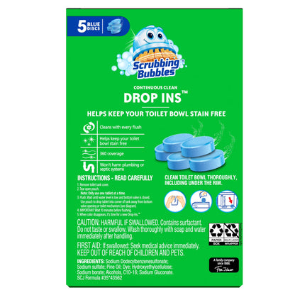 Scrubbing Bubbles Continuous Clean Drop-Ins, Toilet Bowl Cleaner, 5 Count