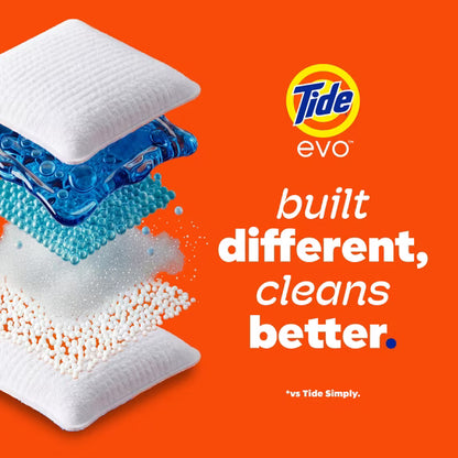Tide Evo Laundry Detergent Tiles, 100% Concentrated, 6X Cleaning Power, Spring Blast Scent, 16 Count
