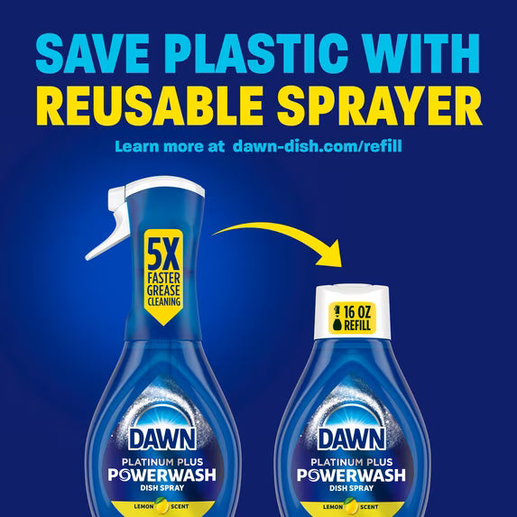 Dawn Platinum Powerwash Dish Spray, Lemon, 16 Fl Oz Starter Kit
