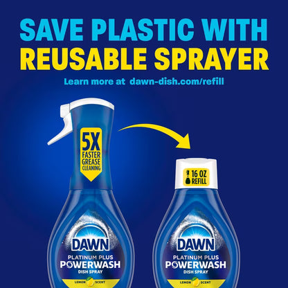 Dawn Platinum Powerwash Dish Spray, Lemon, 16 Fl Oz Starter Kit