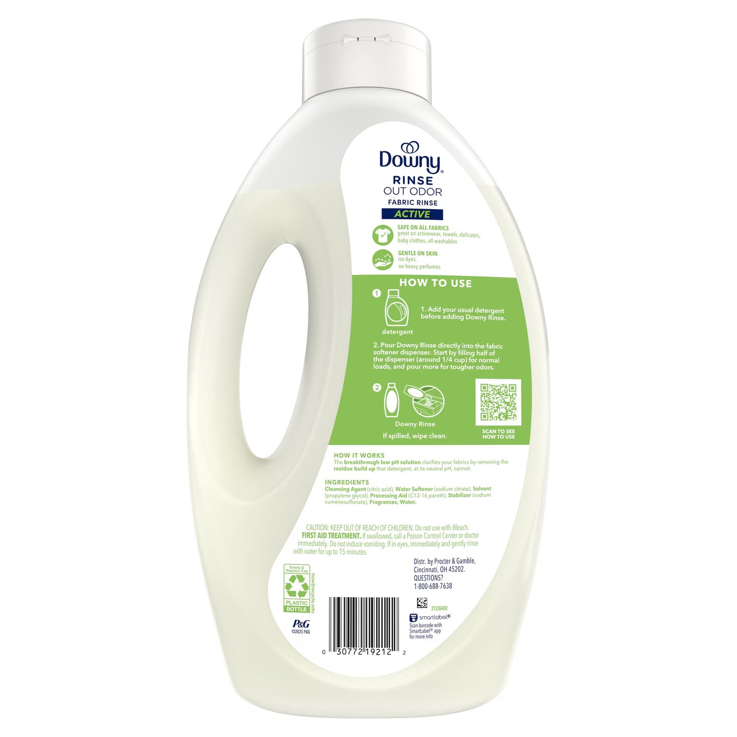 Downy Rinse Out Odor Laundry Rinse, Tackles Tough Odors and Refreshes, Active Fresh Scent, 62 fl oz