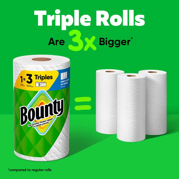 (6 pack) Bounty Paper Towels Select-A-Size White, 2 Triple Rolls, 123 Sheets per Roll