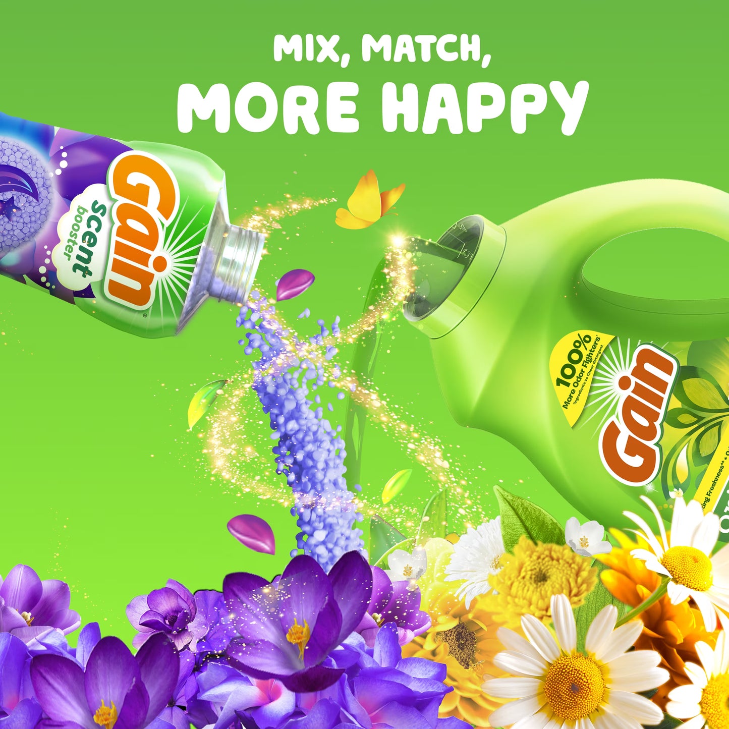 Gain Laundry Detergent Liquid with Odor Fighters, Original Scent, 154 fl oz, 107 Loads