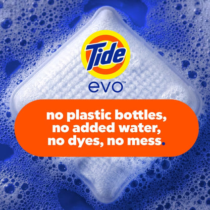 Tide Evo Laundry Detergent Tiles, 100% Concentrated, 6X Cleaning Power, Spring Blast Scent, 16 Count