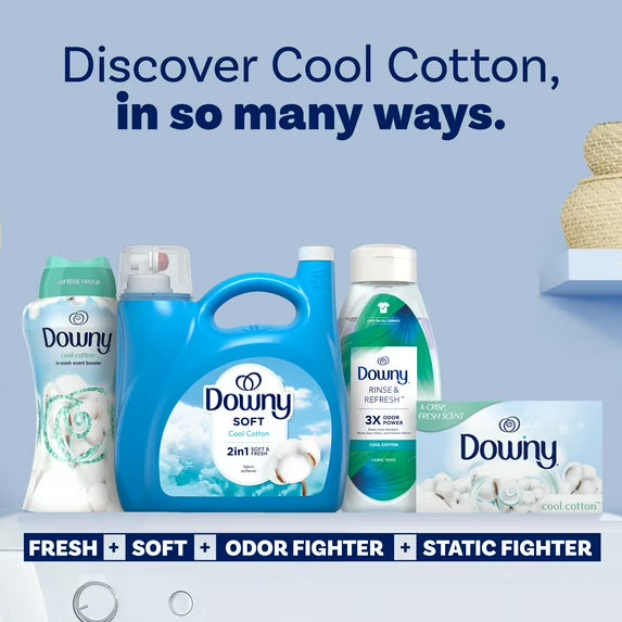 Downy Liquid Laundry Fabric Softener and Conditioner, Cool Cotton Scent, 140 fl oz, 190 Loads