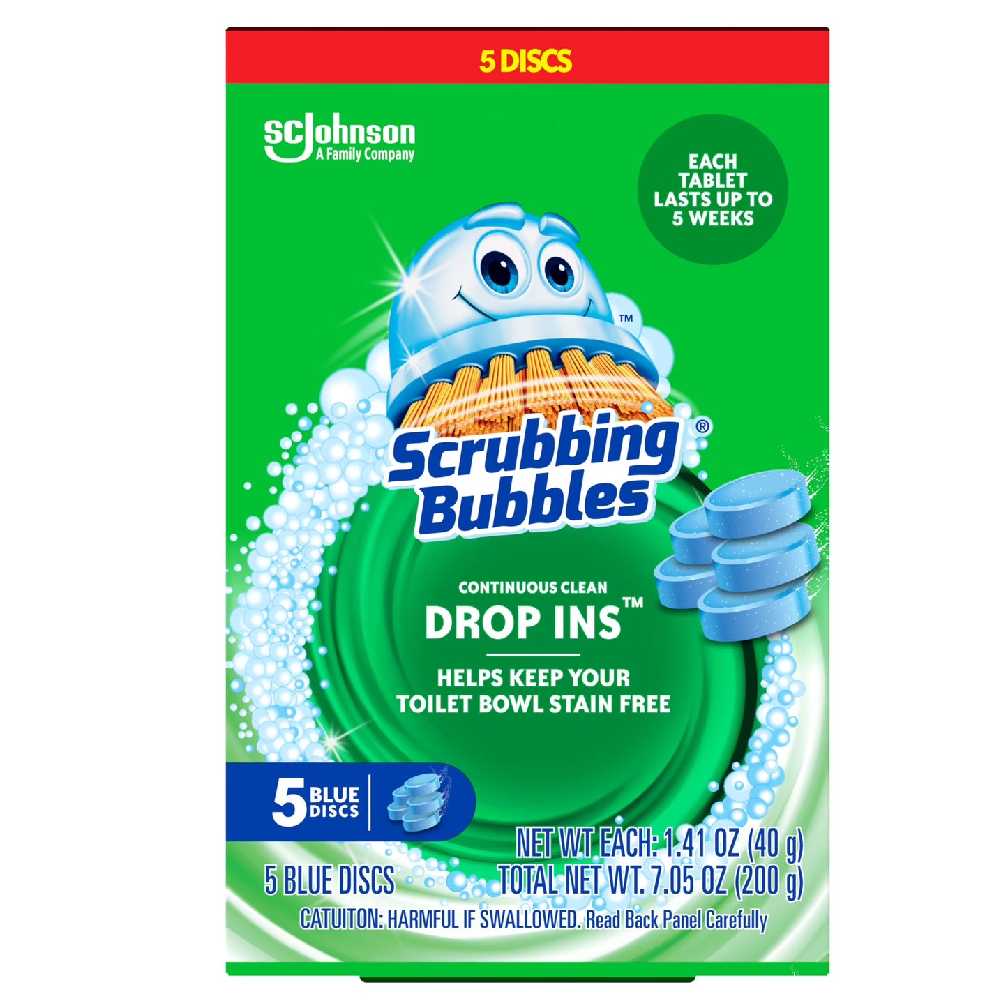 Scrubbing Bubbles Continuous Clean Drop-Ins, Toilet Bowl Cleaner, 5 Count
