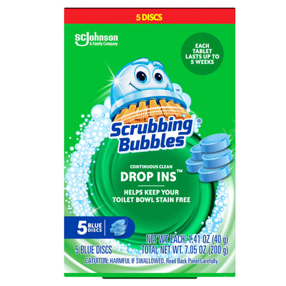 Scrubbing Bubbles Continuous Clean Drop-Ins, Toilet Bowl Cleaner, 5 Count