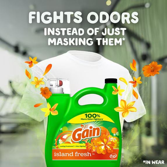 Gain Liquid Laundry Detergent, Island Fresh Scent, 154 fl oz, 107 Loads