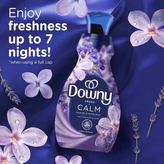 Downy Ultra Soft Fabric Softener Liquid, Calm, Lavender and Vanilla Bean, 26 fl oz, 39 Loads