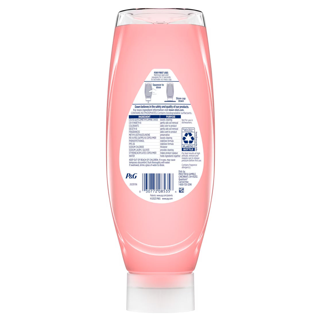 Dawn Gentle Clean EZ-Squeeze Dish Soap, Pomegranate & Rose Water, 24.3 oz