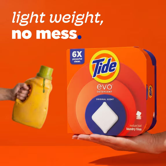 Tide evo Laundry Detergent Tiles, 100% Concentrated, Original Tide Scent, 16 Count