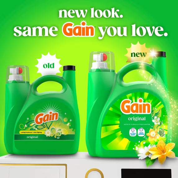 Gain Laundry Detergent Liquid, Now with Odor Defense, Original Scent, 132 fl oz, 100 Loads